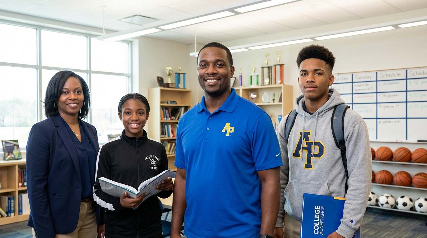Student-athletes in a study session